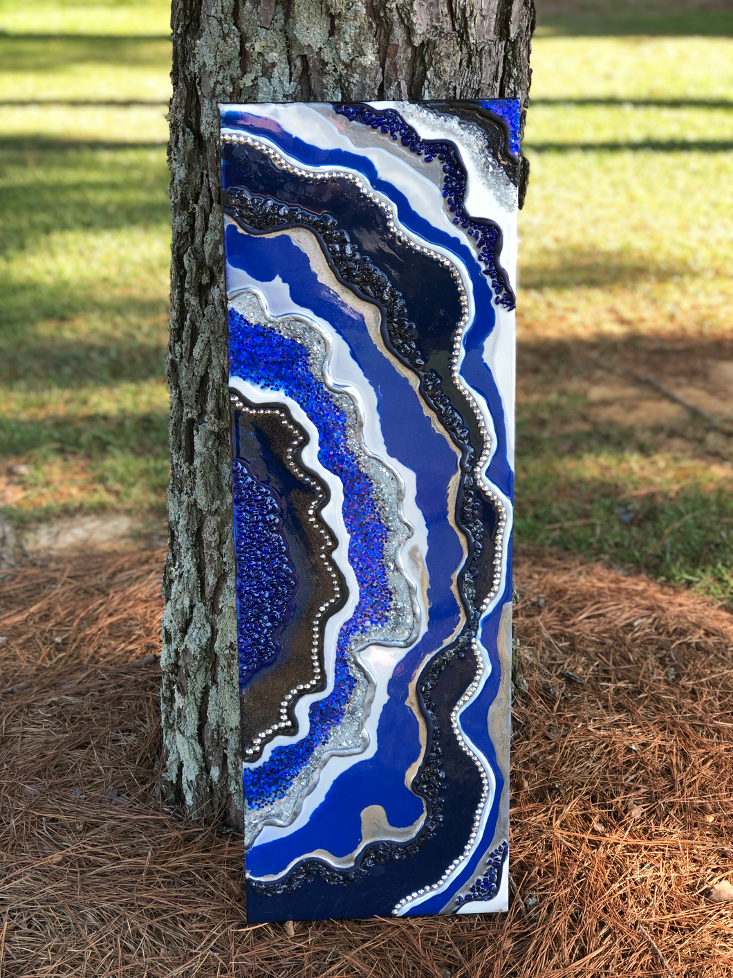 Royal/Navy Resin Geode Inspired Wall Art