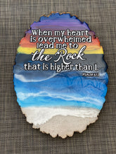 Load image into Gallery viewer, The Rock Ocean Sunset Inspired Wood Slice Wall Art