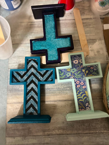 Tiny Wooden Cross w Stand