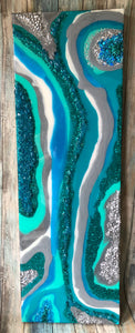 Teal/Blues Resin Geode Inspired Wall Art