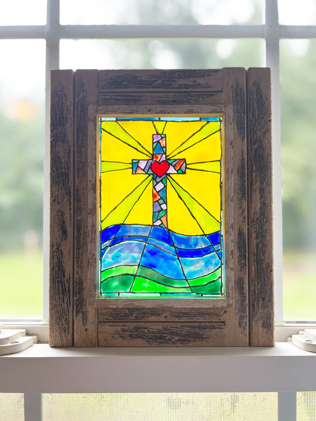 Faux Stained Glass Cross