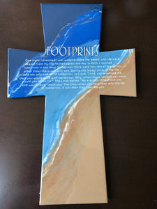 Footprints Beach Inspired Cross Wall Art