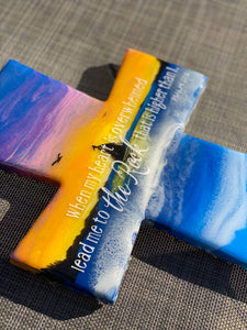 The Rock Sunset Inspired Cross Wall Art